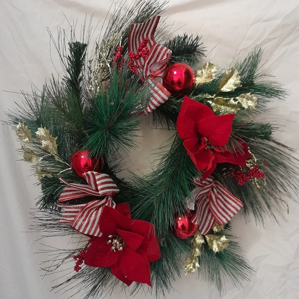 Vintage Handmade Custom Grapevine Christmas Holiday Wreath